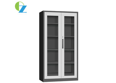 Glass 2 Door Metal Cupboard , School Office Furniture Steel File Cupboard